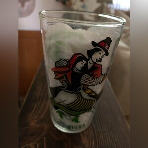 Vintage Polish Poland Folk art dance drinking glass